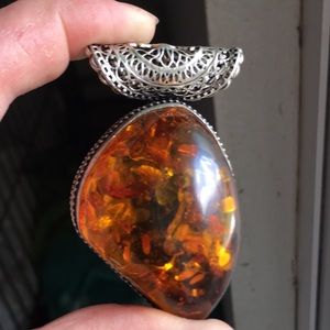 Baltic Amber in Sterling Silver HUGE